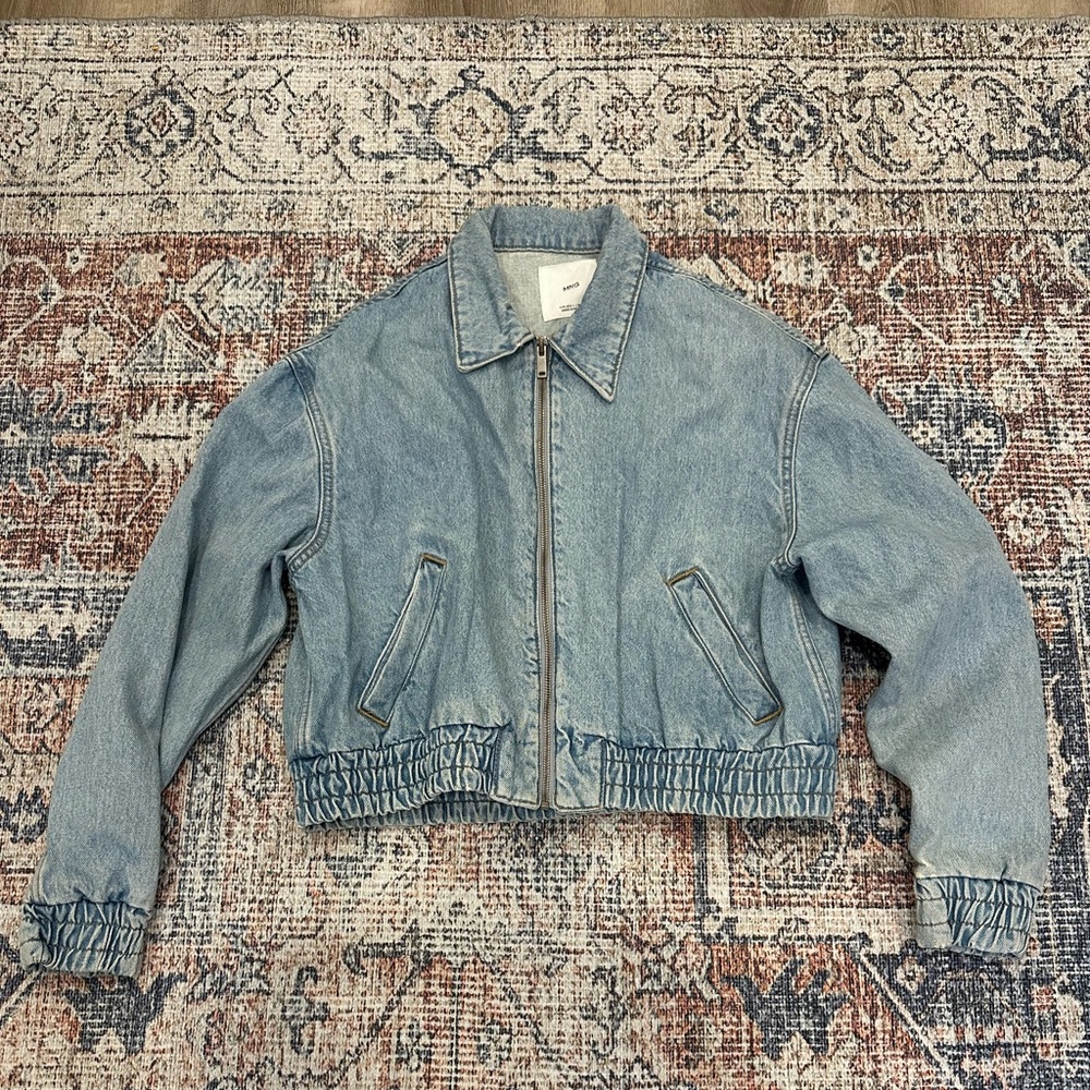 Mango Light Blue Denim Zip Jacket